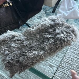 Grey rabbit fur headband or neck scarf